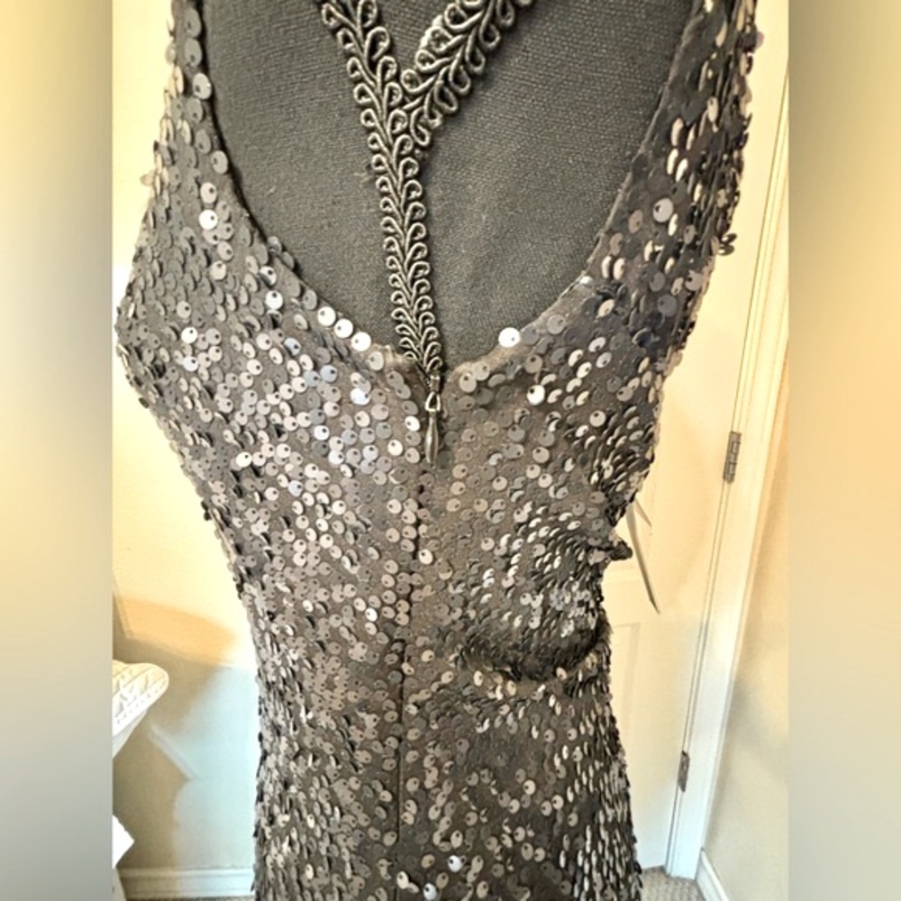 NWT David Meister dress 6 medium Sequin open back black dress cocktail LBD Vegas - Picture 13 of 16